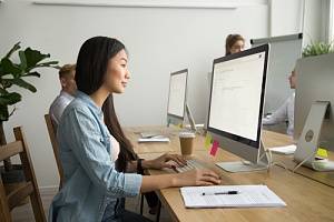 Employee using computer for work