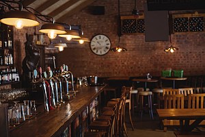 Empty seating in bar