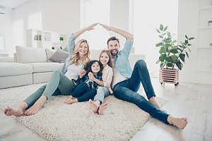 Family covered with home insurance