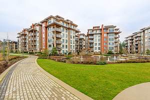 Sidewalk to apartment buildings