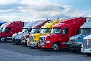 colorful fleet of trucks
