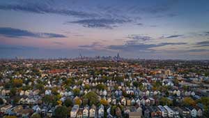 Aerial view of Chicago neighborhood