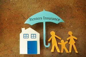 renters insurance family with house under an umbrella