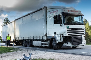 frontal collision of BMW and truck DAF
