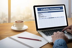 man checking liability insurance form online