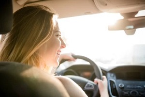 teen girl driving car