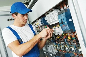electrician working with mcb board
