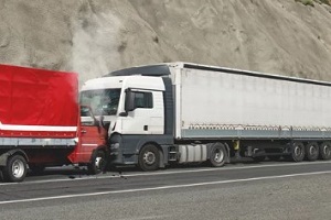 truck accident with red small truck