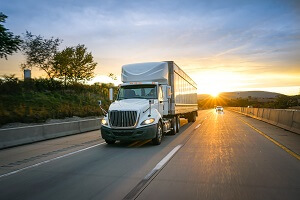 semi truck on the highway delivering freight