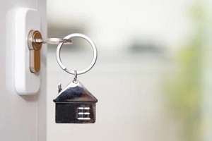 house door with keychain