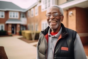 Portrait of a senior man by insurance for senior living facilities