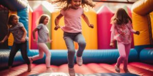 photo of children having fun in a bouncy house