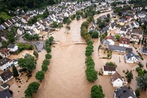 city under flood damage