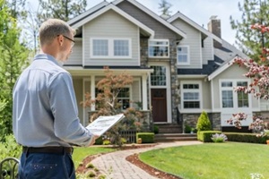 real estate inspector inspects home for property appraisal