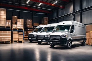 commercial van standing in a warehouse