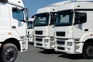 logistics container truck running on road