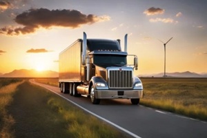 semi drives carrying truck sunset consumers highway freight vital businesses logistics crucial highlighting role our generative daily lives 