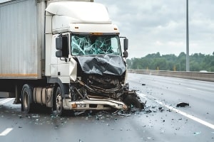 Front Side of Truck Damaged in Accident