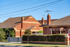 Older Brick Home with Red Terracotta Tile Roofs