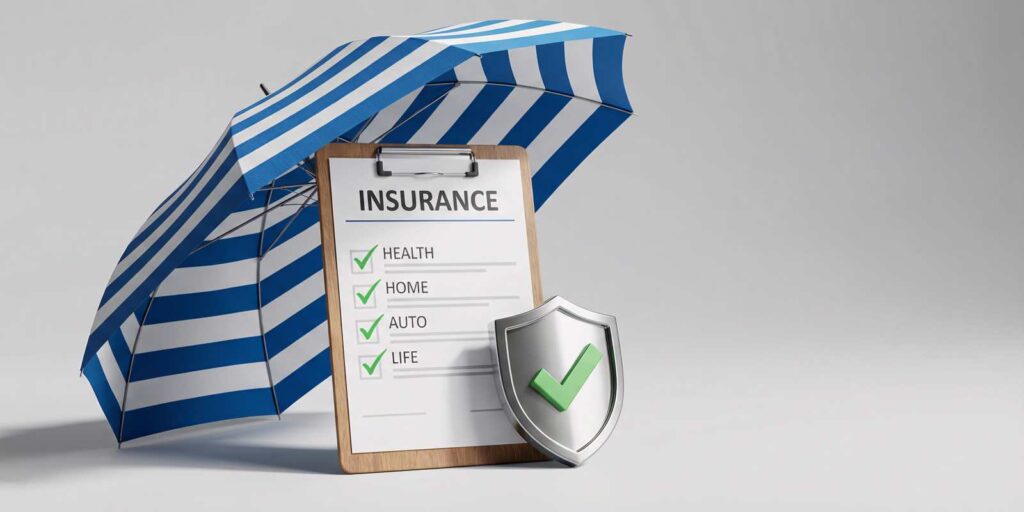 Blue Umbrella Over Assisted Living Insurance Checklist and Shield