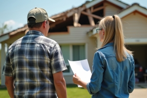 Homeowners Insurance Agent Inspecting the Damage for Claim